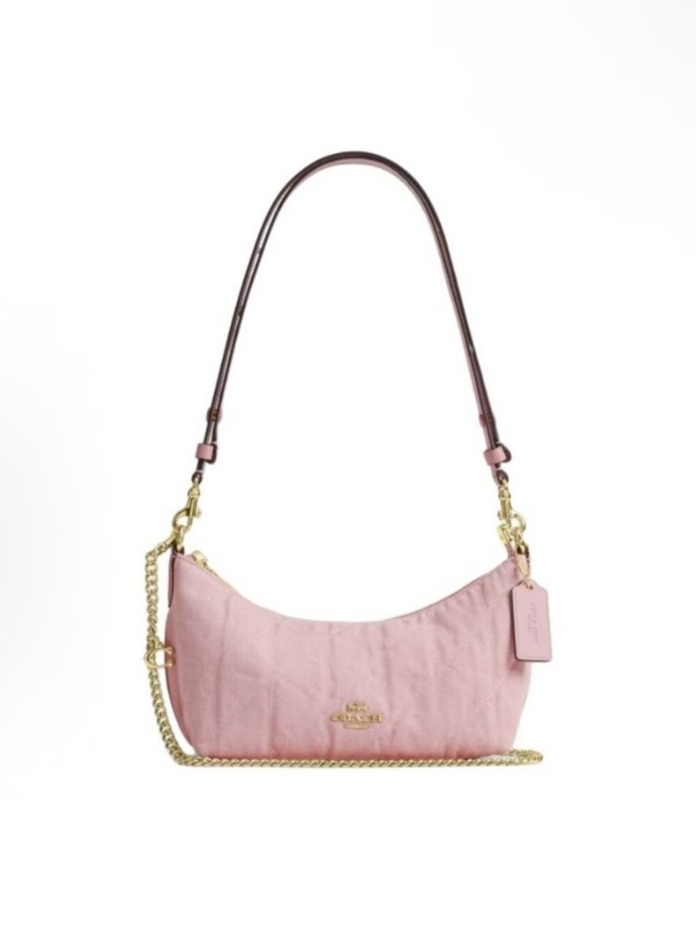 coach Caitlin Shoulder Bag In Regenerative Cotton With Quilting And Charm ceq62